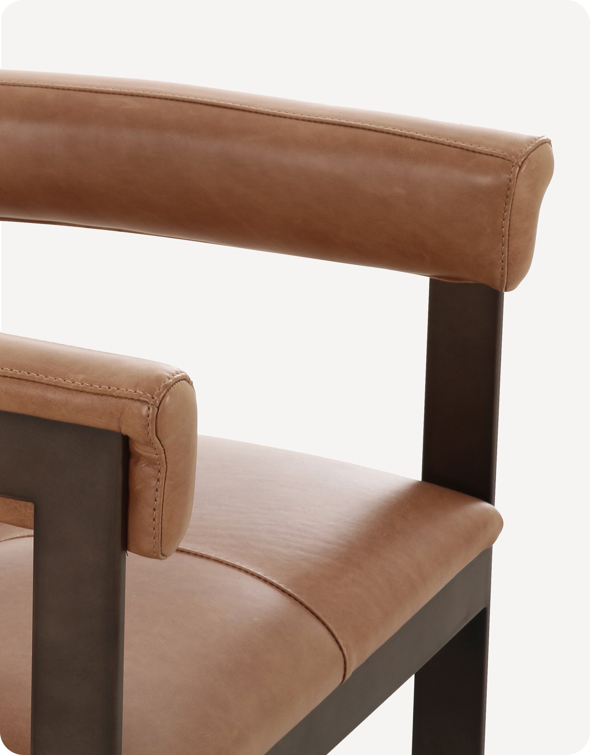 Alexander Dining Chair With Leather, Chaps Saddle - HuggyHomey