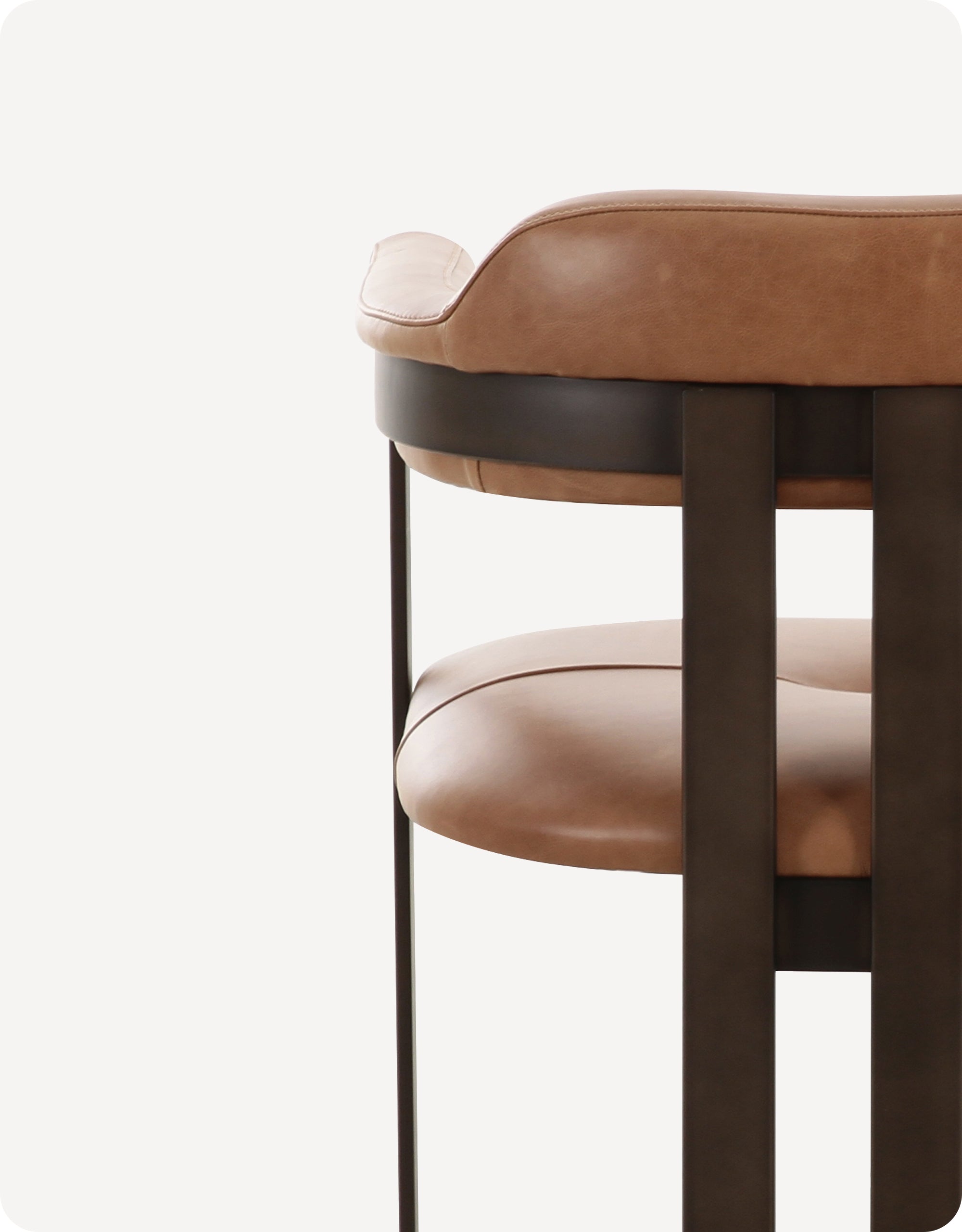 Alexander Dining Chair With Leather, Chaps Saddle - HuggyHomey